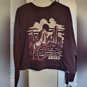 Ariat Oversize Fit Shirt in Maroon and Cream
